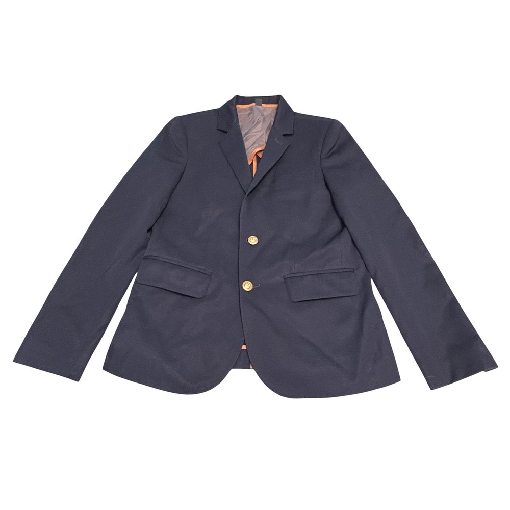 Crewcuts Ludlow Blazer Boys Size 12 Navy Blue Wool Gold Anchor Buttons Formal